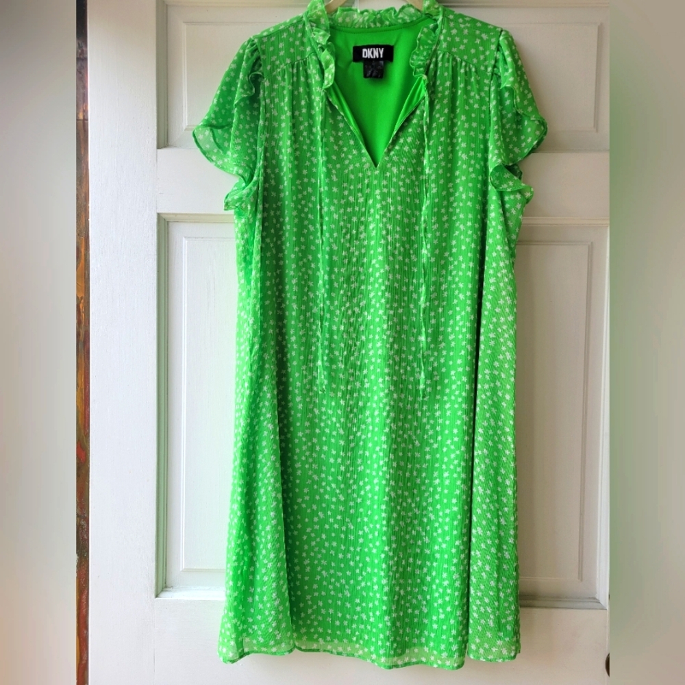 DKNY green chiffon summer dress